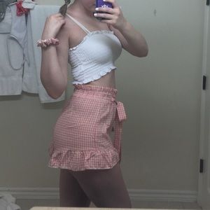 pink gingham shorts
